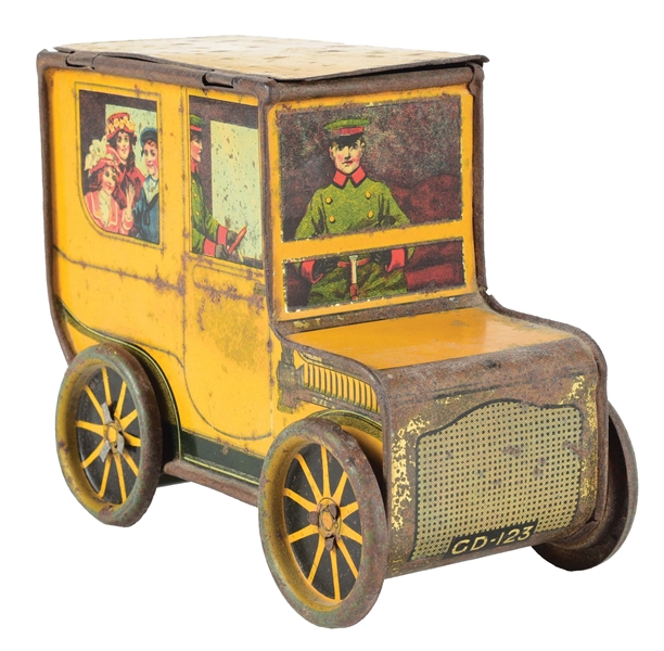 GRAY DUNN YELLOW LIMOUSINE BISCUIT TIN. 