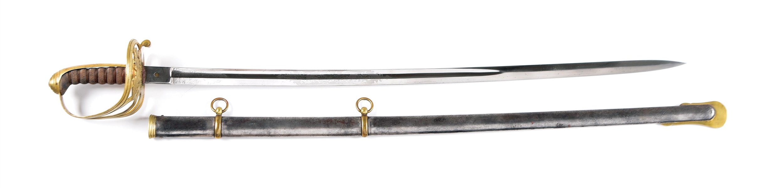 US 1850S CLAUBERG NON-REGULATION BRITISH PATTERN 1827 SWORD WITH BRASS HILT.