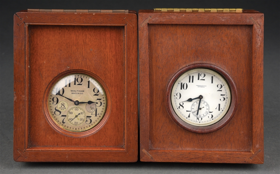 LOT OF 2: WALTHAM & SIMMONS CASED CHRONOMETER & DECK WATCH.