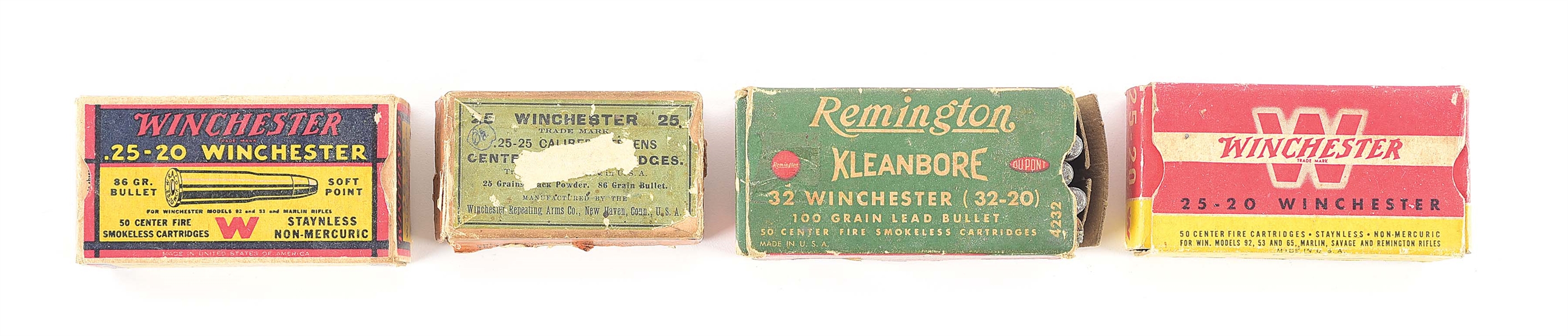 LOT OF 4: VINTAGE WINCHESTER AND REMINGTON AMMUNITION.