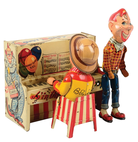UNIQUE ART TIN LITHO WIND-UP HOWDY DOODY AND BOB SMITH BAND.