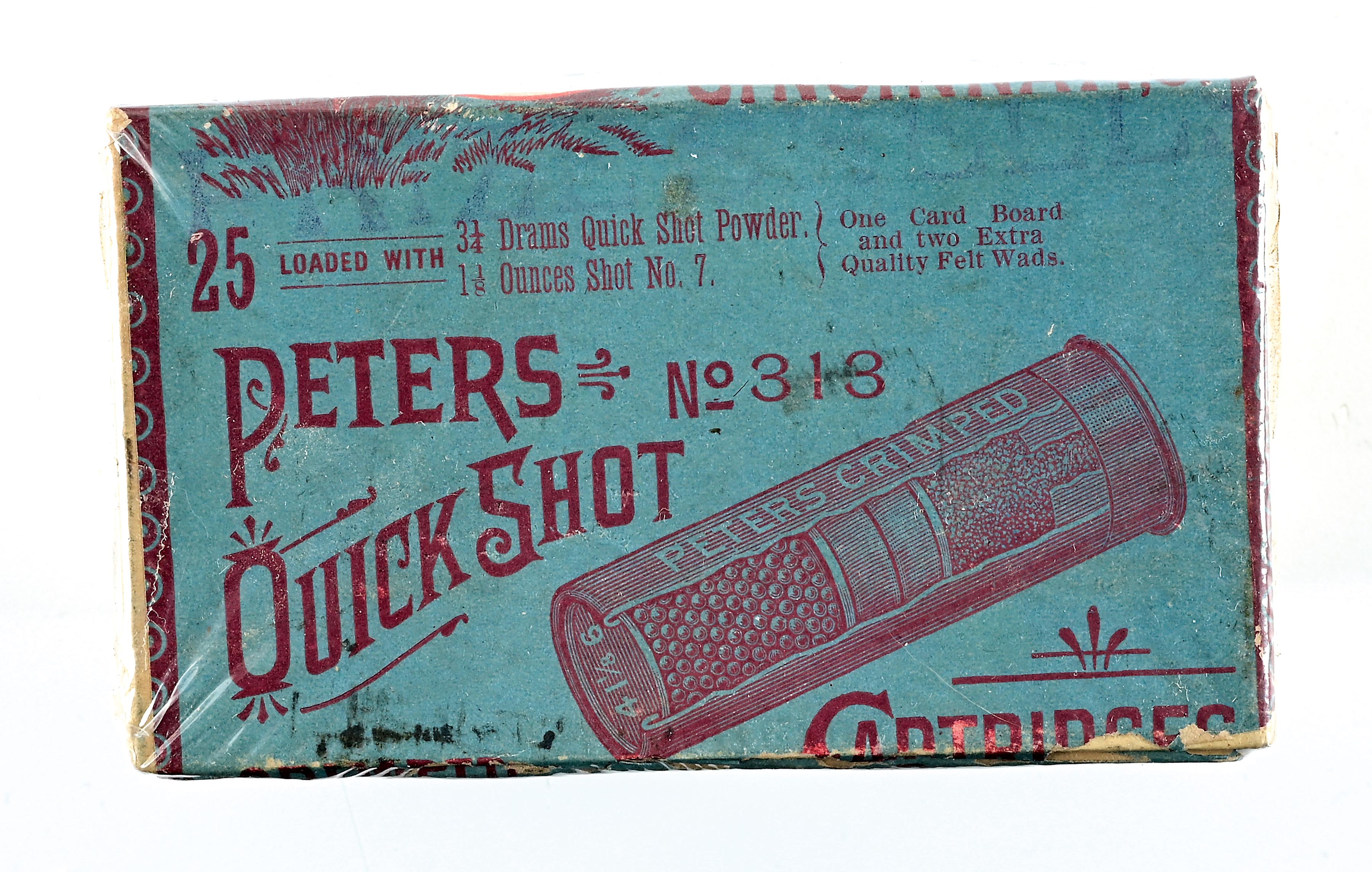 Lot Detail VINTAGE PETERS QUICK SHOT CRIMPED SHOTSHELL BOX