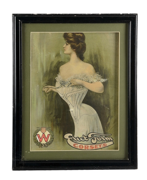 PAPER LITHOGRAPH CORSET ADVERTISEMENT FROM THE ERECT FORM CORSET CO.
