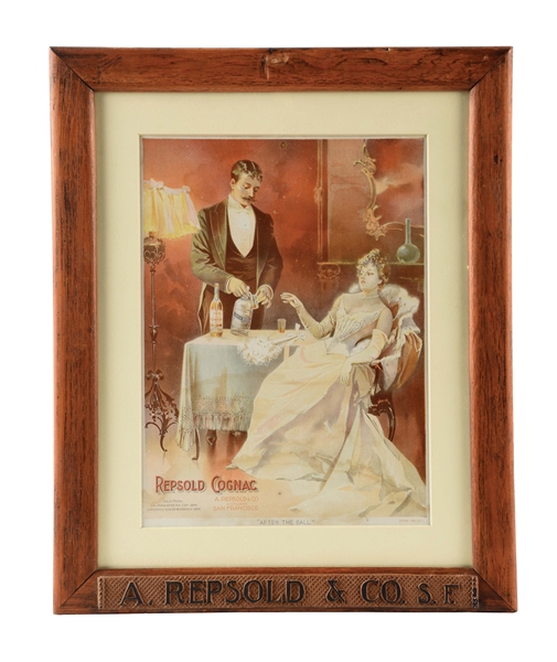 FRAMED REPSOLD AND CO. COGNAC SIGN.