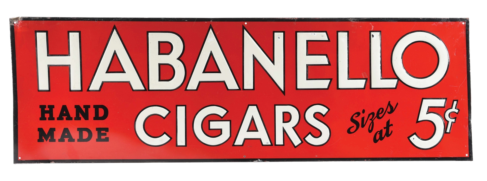 EMBOSSED TIN HABANELLO CIGARS SIGN.