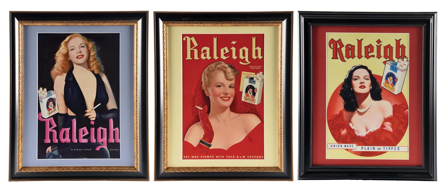 LOT OF 3:RALEIGH CIGARETTE ADS.