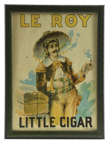 LE ROY LITTLE CIGARS TIN PAINTED SIGN.