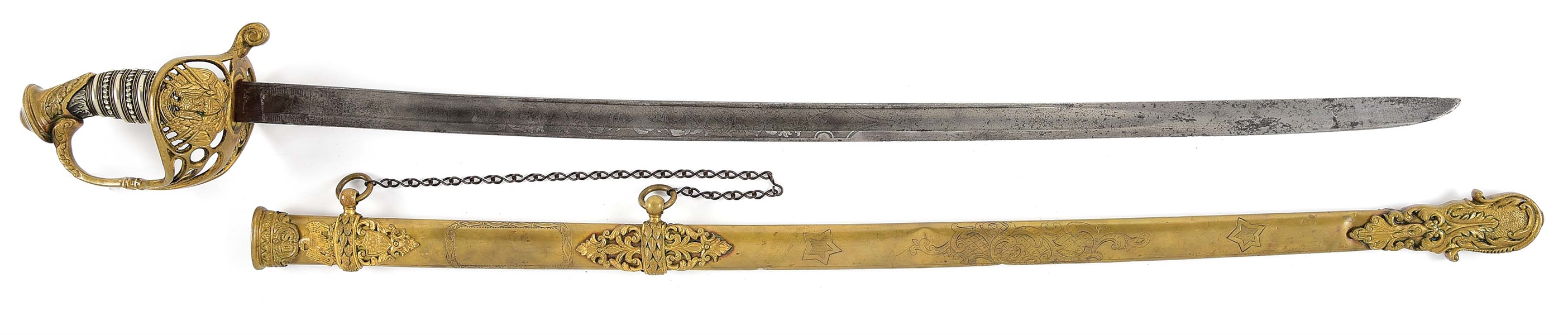 US EMERSON & SILVER COMBINATION FRENCH HILT NON-REGULATION MODEL OF 1847 PRESENTATION GRADE SWORD.