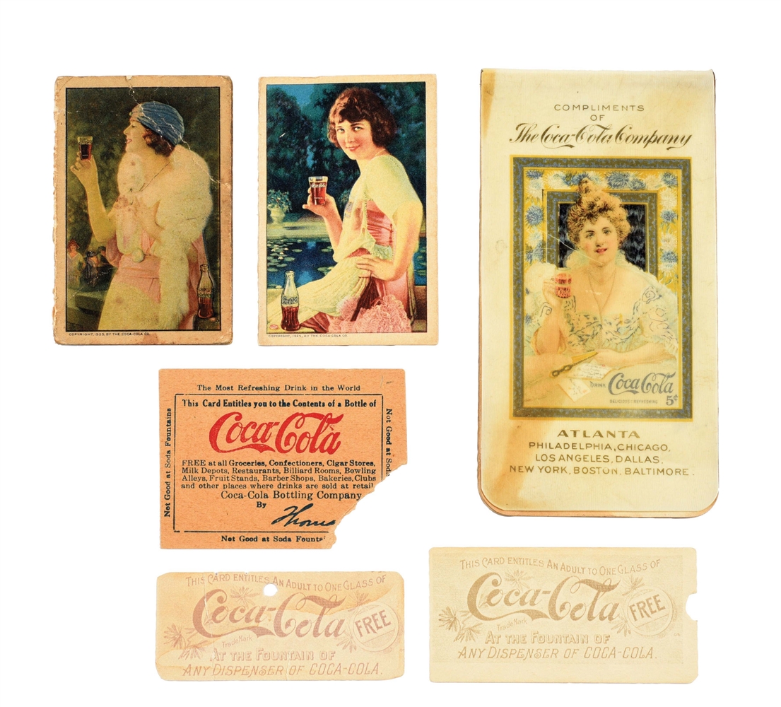 LOT OF 6: COCA-COLA ADVERTISING ITEMS.