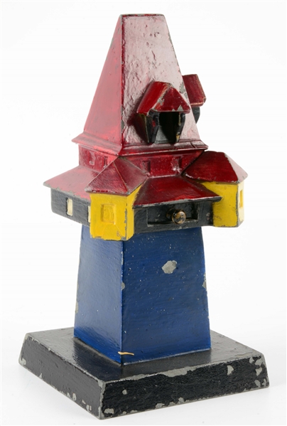 UNUSUAL LEAD PAINTED LIGHTHOUSE STILL BANK.