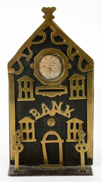 BRASS AND IRON HOUSE MONEY BANK.
