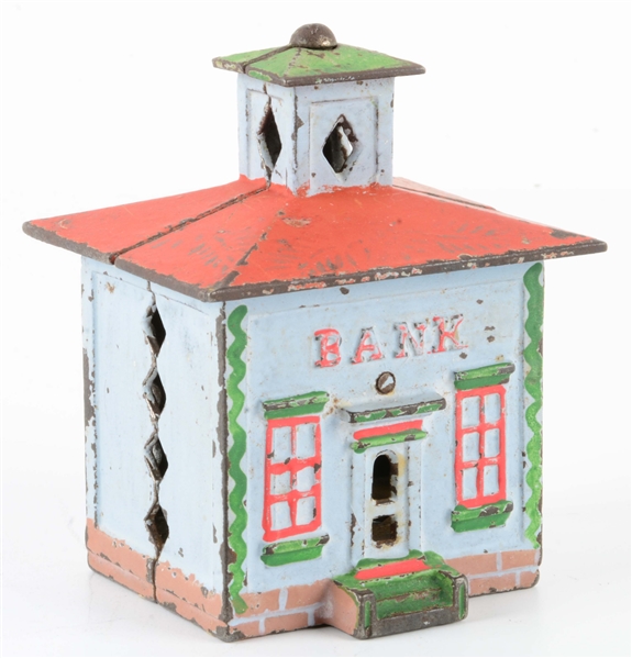 VINTAGE AMERICAN-MADE CAST IRON BUILDING BANK.
