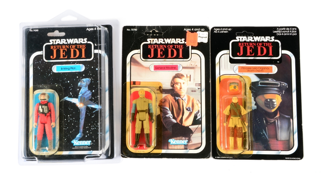 LOT OF 3: KENNER STAR WARS "RETURN OF THE JEDI" FIGURES ON CARDS.
