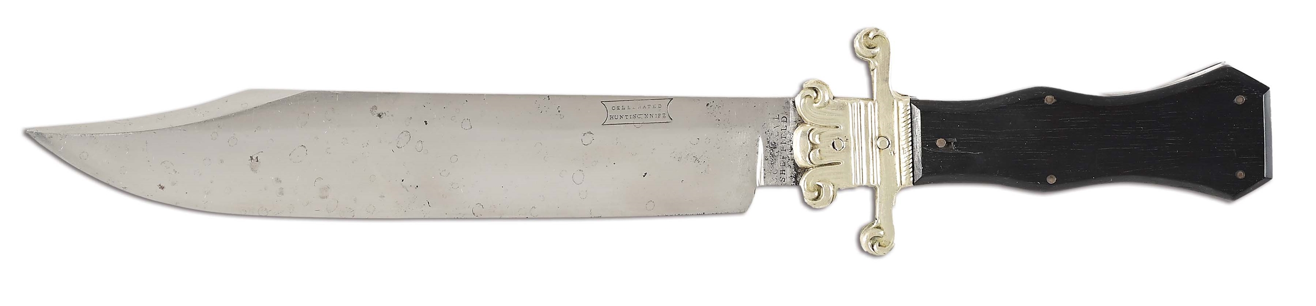 EARLY BOWIE KNIFE WITH RARE "CROWN" GUARD BY C. CONGREVE, SHEFFIELD.