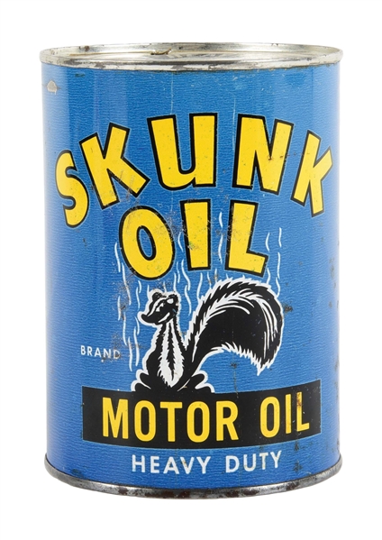 SKUNK MOTOR OIL ONE QUART CAN W/ SKUNK GRAPHIC. 