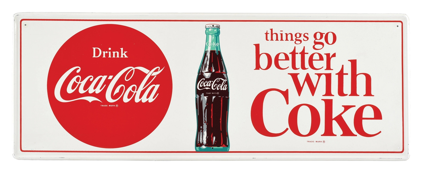 THINGS GO BETTER WITH COKE TIN SIGN W/ BOTTLE GRAPHIC. 