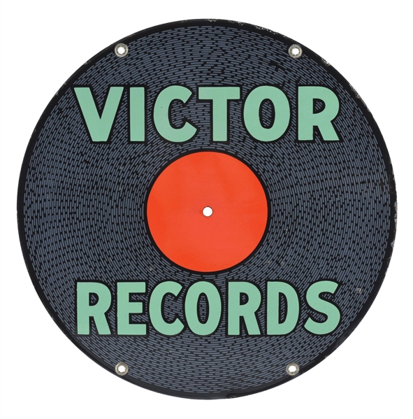 VICTOR RECORDS PORCELAIN SIGN. 
