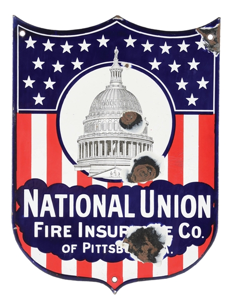 NATIONAL UNION FIRE INSURANCE COMPANY PORCELAIN SIGN. 