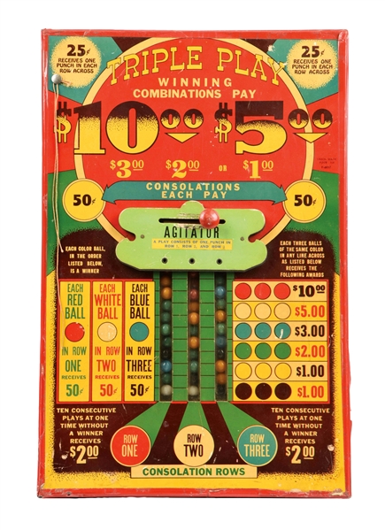 FANTASTIC GAMBLING BOARD WITH ORIGINAL MARBLES.