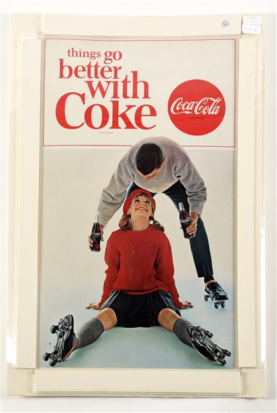 MATTED COCA-COLA "THINGS GO BETTER WITH COKE" CARDBOARD POSTER.