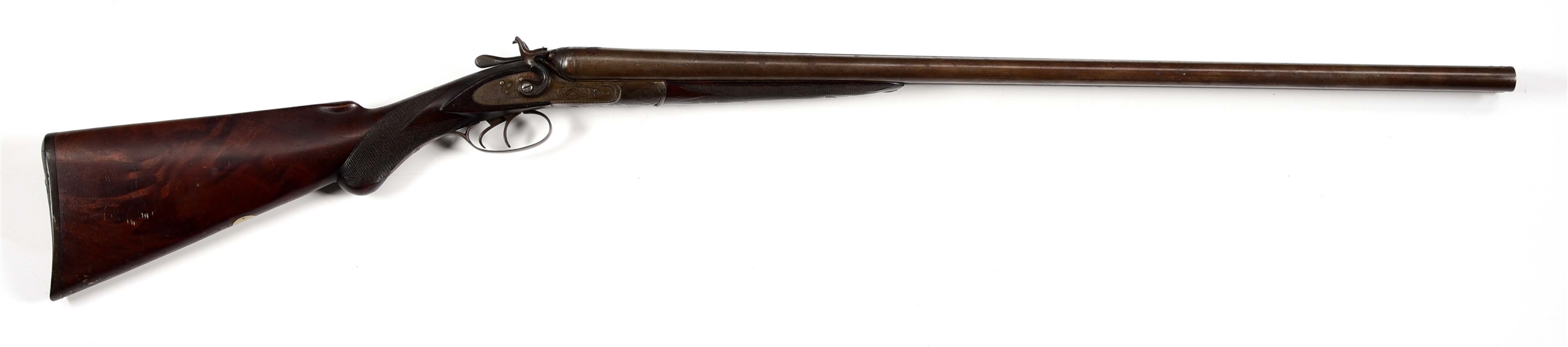 (A) J.P. CLABROUGH & BROS. HAMMER FIRED SIDE BY SIDE SHOTGUN, SERIAL NUMBER 18.