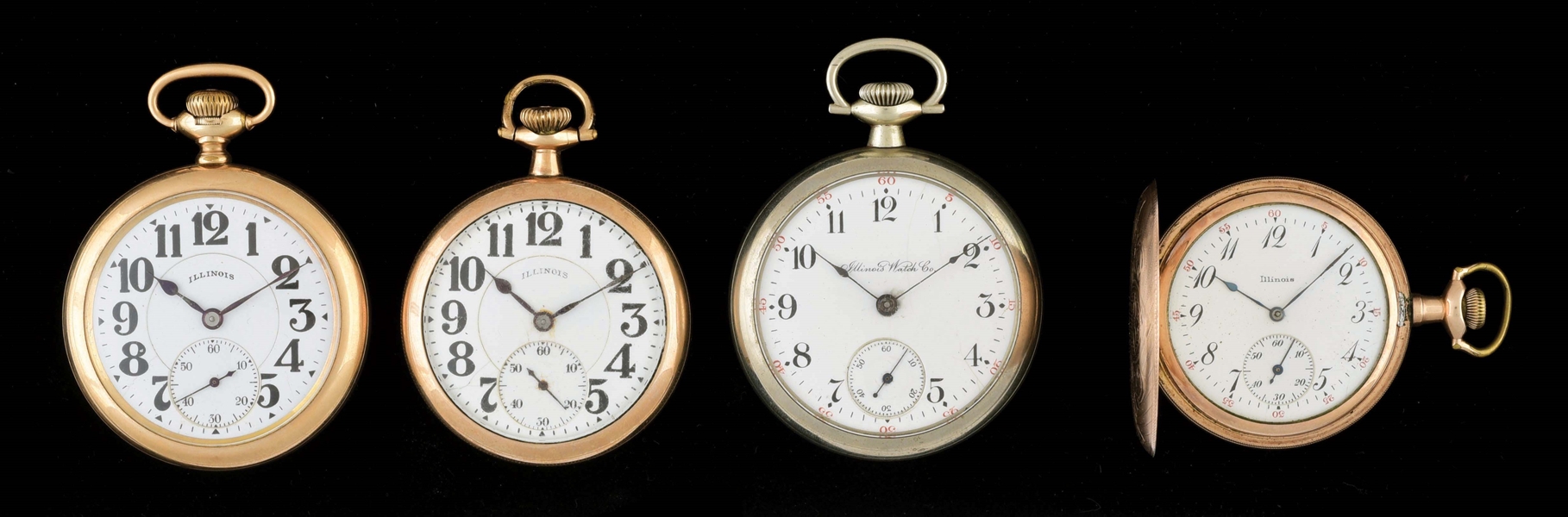 LOT OF 4: ILLINOIS WATCH CO. POCKET WATCHES.