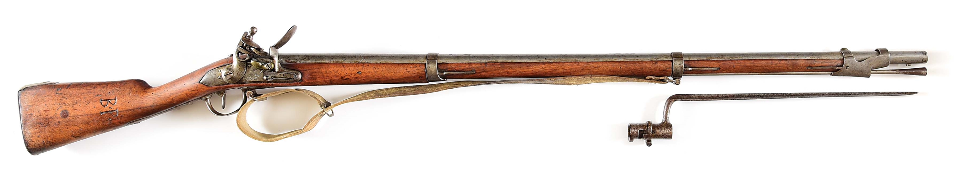 (A) FRENCH MODEL 1777 CORRIGE AN IX MUSKET, CHARLEVILLE MANUFACTURE, WITH SLING AND BAYONET, DESIRABLE PRE-WATERLOO DATE.