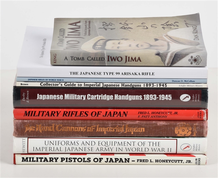 LOT OF 9: JAPANESE FIREARMS AND MILITARIA REFERENCE BOOKS.