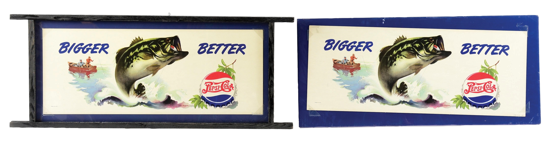 COLLECTION OF 2: PEPSI COLA "BIGGER BETTER" CARD STOCK LITHOGRAPHED ADVERTISEMENTS. 