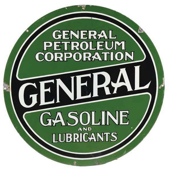 GENERAL GASOLINE & LUBRICANTS PORCELAIN SERVICE STATION SIGN. 