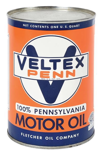 VELTEX PENN MOTOR OIL ONE QUART CAN.