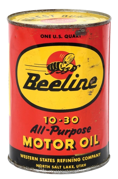 RARE BEELINE ALL-PURPOSE MOTOR OIL ONE QUART CAN.