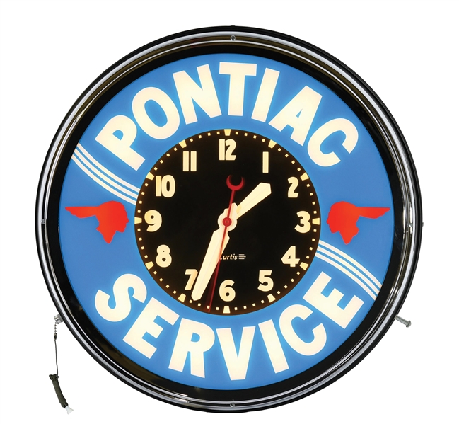 PONTIAC SERVICE CONTEMPORARY NEON DISPLAY CLOCK.