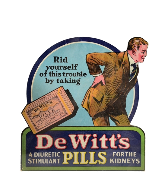 DE WITTS PILLS CARD STOCK EASEL BACK DISPLAY. 
