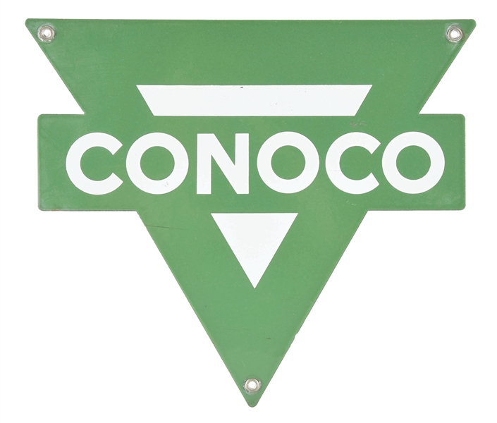 CONOCO GASOLINE PORCELAIN TRIANGLE SIGN. 