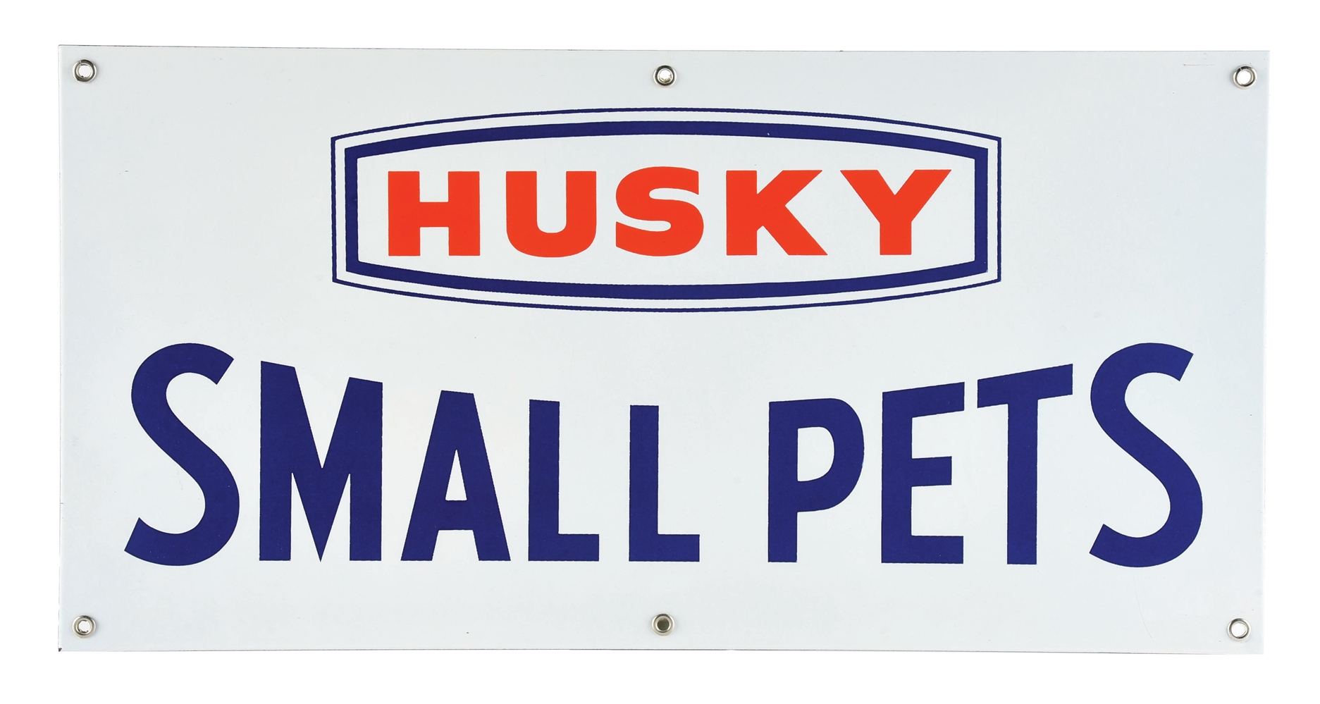 OUTSTANDING N.O.S. HUSKY "SMALL PETS" PORCELAIN SERVICE STATION SIGN.