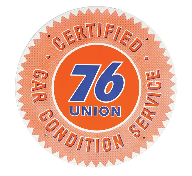UNION 76 CERTIFIED CAR CONDITION SERVICE PORCELAIN SIGN. 