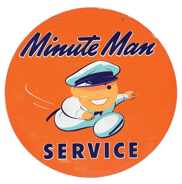 UNION 76 MINUTE MAN SERVICE PORCELAIN SIGN W/ SPEEDY GRAPHIC. 