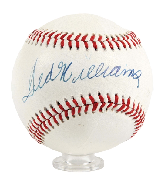 TED WILLAMS AUTOGRAPHED WILSON OFFICIAL LEAGUE BASEBALL.