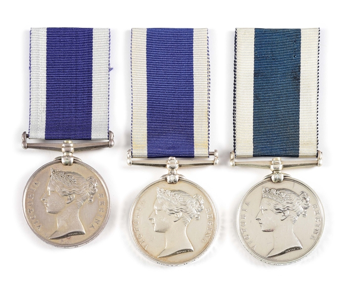 LOT OF 3: BRITISH NAVAL LONG SERVICE AND GOOD CONDUCT MEDALS (1848).