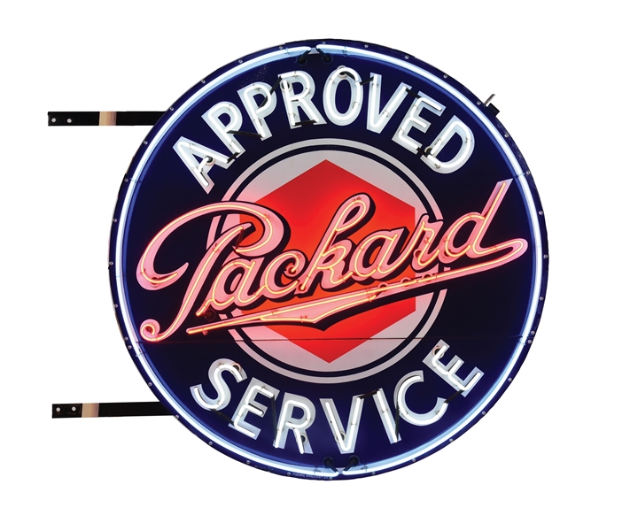 OUTSTANDING PACKARD APPROVED SERVICE PORCELAIN NEON SIGN.