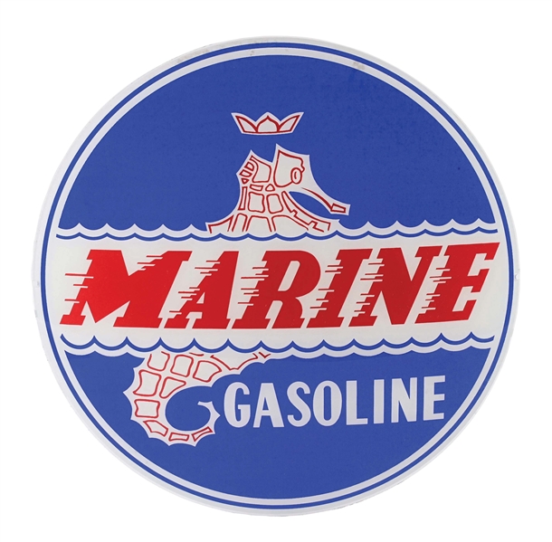 MARINE GASOLINE 13.5" SINGLE GLOBE LENS W/ SEAHORSE GRAPHIC. 