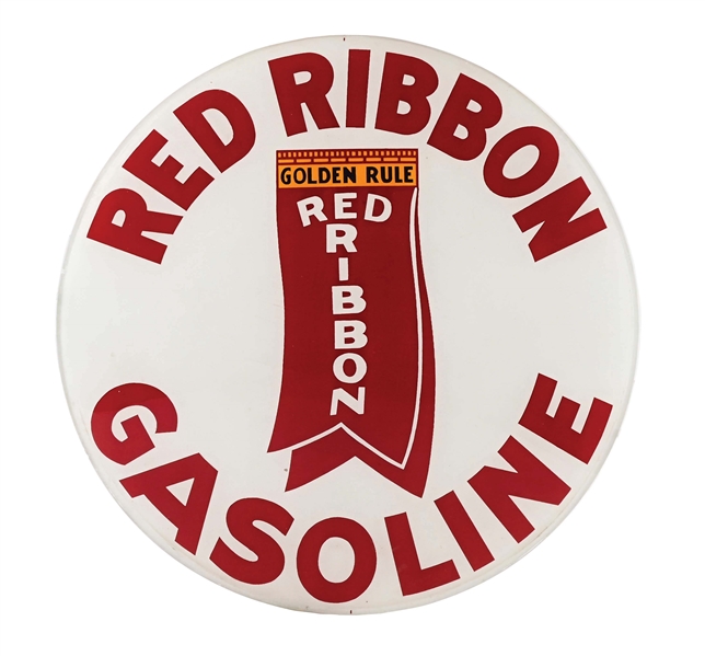 RARE GOLDEN RULE RED RIBBON GASOLINE 13.25" SINGLE GLOBE LENS.
