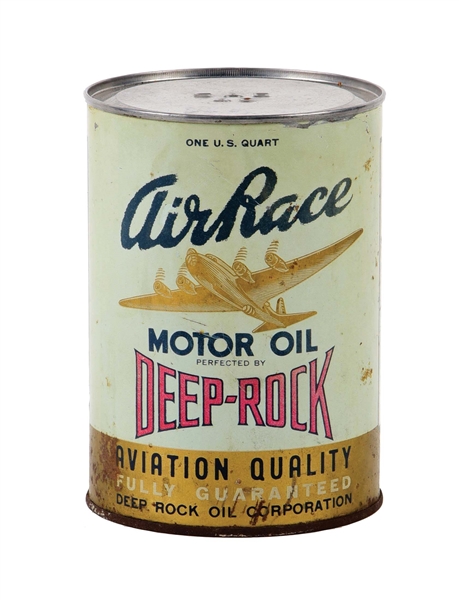 AIR RACE AVIATION QUALITY MOTOR OIL ONE QUART CAN W/ AIRPLANE GRAPHIC. 
