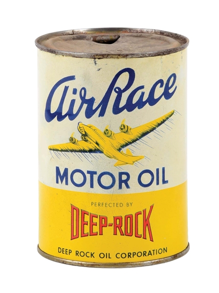 AIR RACE MOTOR OIL ONE QUART CAN W/ AIRPLANE GRAPHIC. 
