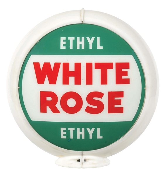 WHITE ROSE ETHYL GASOLINE COMPLETE 13.5" GLOBE ON CAPCO BODY. 