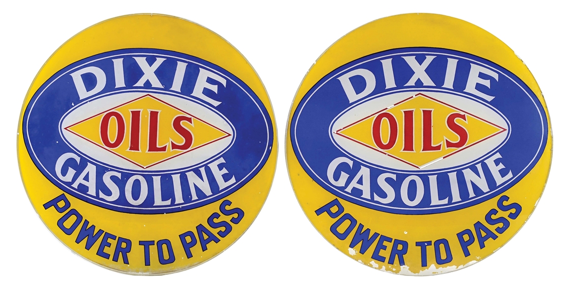 SET OF 2: DIXIE "POWER TO PASS" GASOLINE 13.25" GLOBE LENSES.