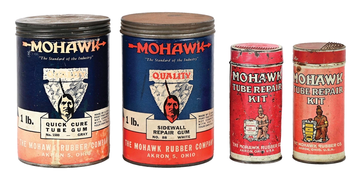 COLLECTION OF 4: MOHAWK TUBE GUM AND TUBE REPAIR KITS. 