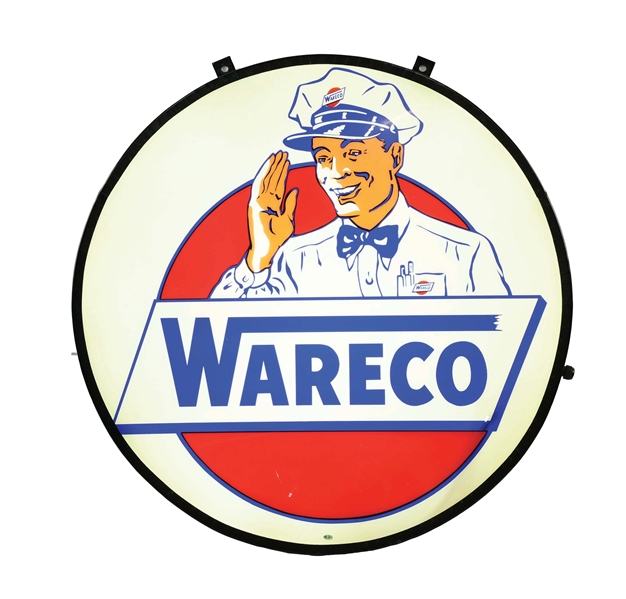 WARECO LIGHTED SIGN W/ SERVICE STATION ATTENDANT GRAPHIC
