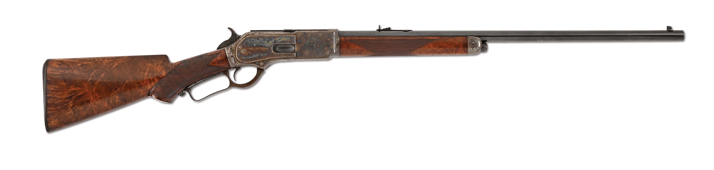 (A) FACTORY ENGRAVED DELUXE .50-95 WINCHESTER MODEL 1876 LEVER ACTION RIFLE WITH SPECIAL ORDER FEATURES.